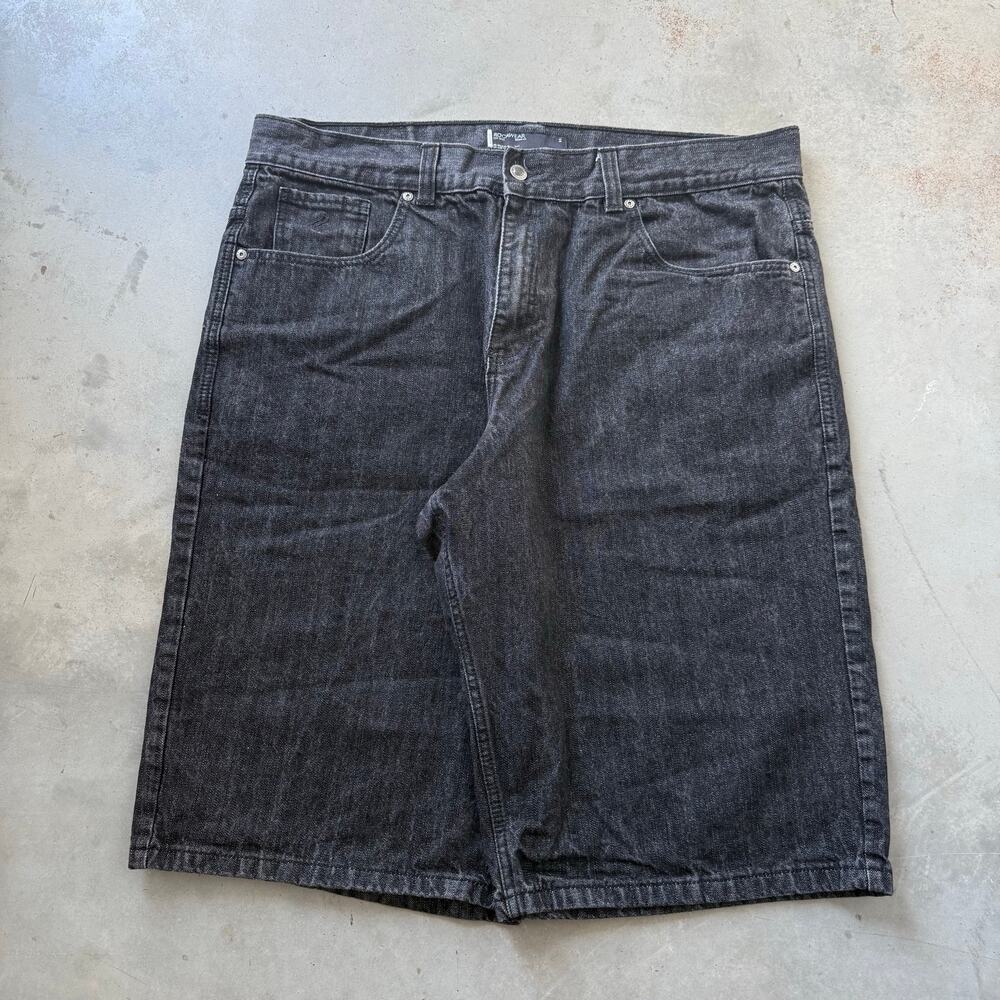 Vintage Y2K Rocawear Embroidered Logo Baggy Hip Hop Retro Jean Shorts Size 42 - Picture 2 of 7